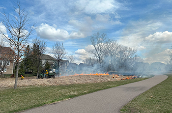 Crews conduct prescribed burning of native prairie areas in Plymouth