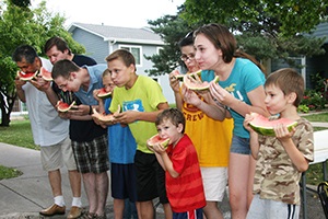 Night to Unite watermelon eating contest